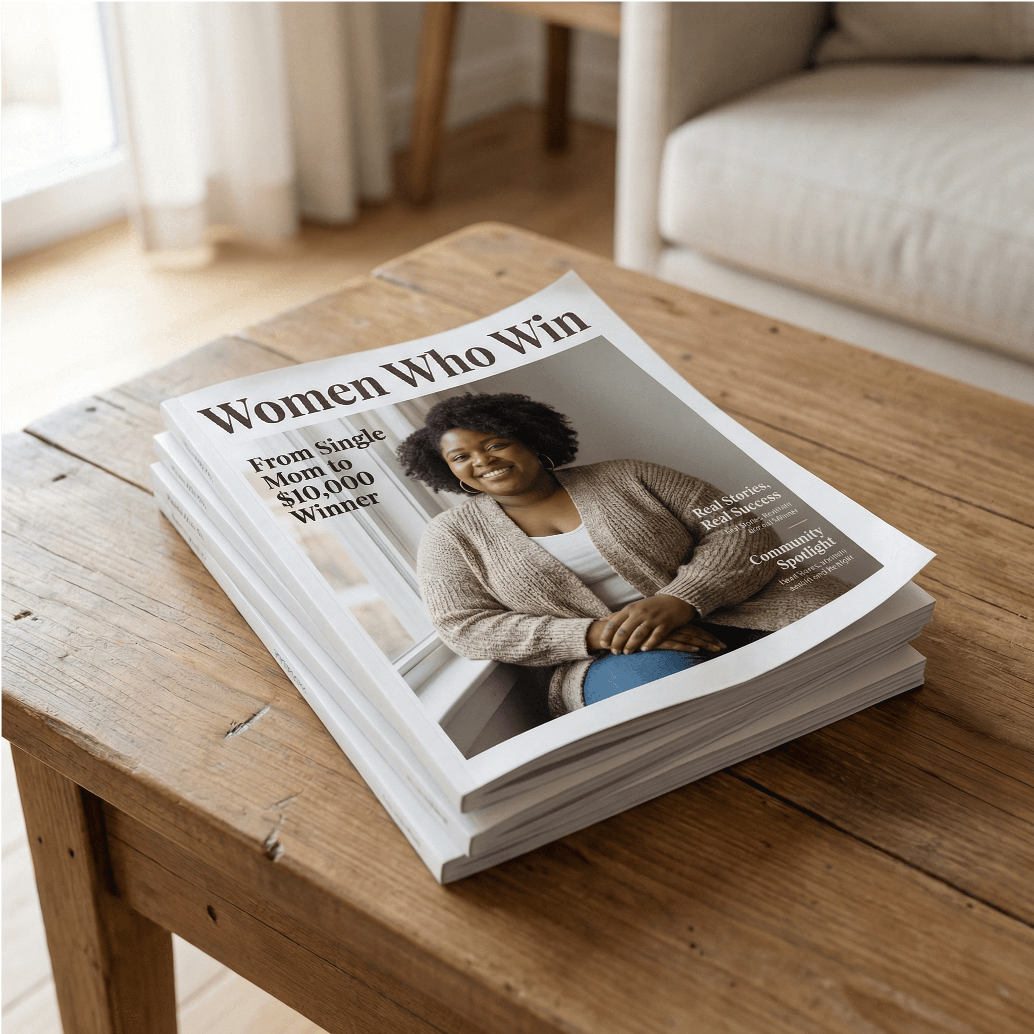 Magazine feature celebrating the winner's story